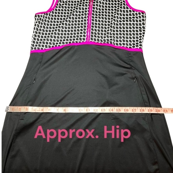 TAIL Black & White Sleeveless Golf Dress w/ Pink Trim 1/2 Zip Zippered Pockets - Picture 7 of 12